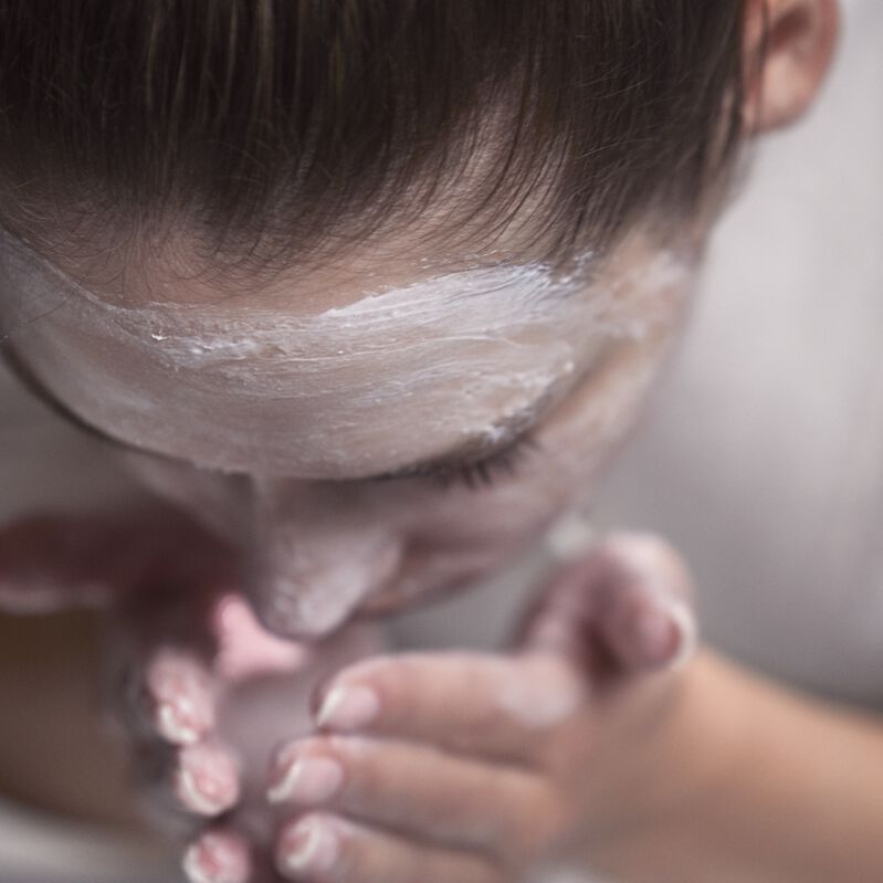 rinsing your face